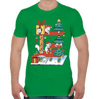 printfashion Karácsonyi cica ház - Férfi póló - Zöld