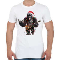 printfashion Vicces karácsonyi gitáros rocker party gorilla - Férfi póló - Fehér