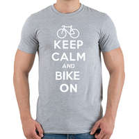 printfashion Keep Calm and Bike ON! - Férfi póló - Sport szürke