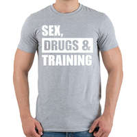 printfashion Sex, drugs and training - Férfi póló - Sport szürke