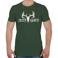 printfashion Deer Hunter White - Férfi póló - Katonazöld