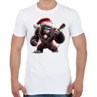printfashion Vicces karácsonyi gitáros rocker party gorilla - Férfi póló - Fehér
