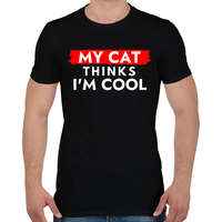 printfashion My cat thinks I'm Cool - Férfi póló - Fekete
