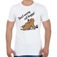 printfashion Don't worry eat happy - Férfi póló - Fehér