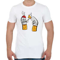printfashion Cigaretta pár - Férfi póló - Fehér