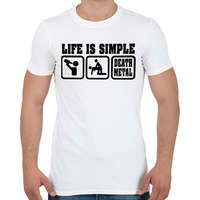 printfashion Life is simple Death Metal - Férfi póló - Fehér