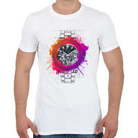 printfashion Színes óra - Férfi póló - Fehér