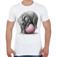 printfashion Bébi elefánt egy pink labdával - Férfi póló - Fehér