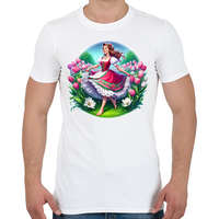 printfashion Magyar lány tavaszi virágok közt - Férfi póló - Fehér