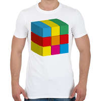 printfashion rubik 3D - Férfi póló - Fehér