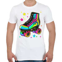 printfashion 80-as évek retro görkorcsolya neon - Férfi póló - Fehér