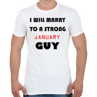 printfashion Egy erős januári pasihoz fogok hozzá menni - Férfi póló - Fehér