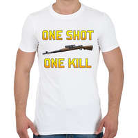 printfashion PUBG - One Shot, One Kill - Férfi póló - Fehér