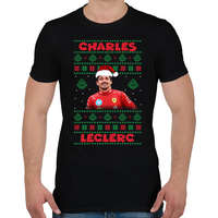 printfashion Karácsonyi Charles Leclerc - Férfi póló - Fekete