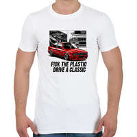 printfashion F!CK THE PLASTIK BMW E30 M3 - Férfi póló - Fehér