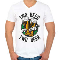 printfashion TWO beer - Férfi V-nyakú póló - Fehér