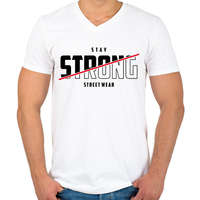 printfashion Stay Strong Street Wear - Férfi V-nyakú póló - Fehér