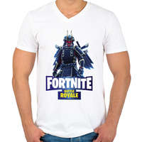printfashion Fortnite battle royale shogun - Férfi V-nyakú póló - Fehér
