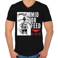 printfashion Yasuo - MID OR FEED - Férfi V-nyakú póló - Fekete