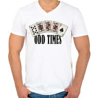 printfashion Póker Royal flush - odd times - tökéletes pillanatok - Férfi V-nyakú póló - Fehér