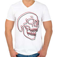printfashion Red&Black Skull - Férfi V-nyakú póló - Fehér