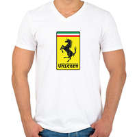 printfashion Unicorn - Ferrari - Férfi V-nyakú póló - Fehér