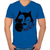 printfashion Felix the cat - Férfi V-nyakú póló - Királykék