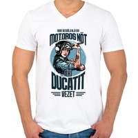 printfashion Sose becsülj alá egy motoros nőt - Ducati - Férfi V-nyakú póló - Fehér