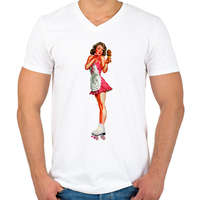 printfashion Görkorcsolya - Férfi V-nyakú póló - Fehér