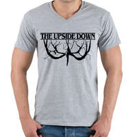 printfashion Th upside down fekete démon - Férfi V-nyakú póló - Sport szürke