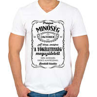 printfashion Prémium minőség - Hónappal (fekete) - Férfi V-nyakú póló - Fehér
