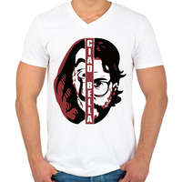 printfashion A Nagy Pénzrablás - Money Heist - La Casa de Papel - Férfi V-nyakú póló - Fehér