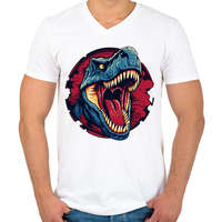 printfashion Jurassic Park - Férfi V-nyakú póló - Fehér