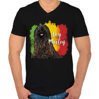 printfashion Dog Marley - Férfi V-nyakú póló - Fekete