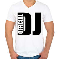 printfashion Official Dj - Férfi V-nyakú póló - Fehér