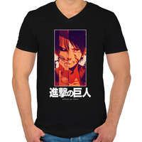 printfashion Singeki no kjodzsin character - Férfi V-nyakú póló - Fekete