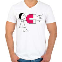 printfashion Mágneses vonzás - Női - Férfi V-nyakú póló - Fehér