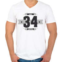 printfashion b-day-34-dark-lightgrey - Férfi V-nyakú póló - Fehér