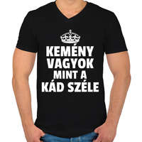 printfashion KEMÉNY VAGYOK, MINT A KÁD SZÉLE - Férfi V-nyakú póló - Fekete