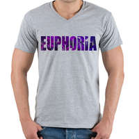 printfashion Euphoria - Férfi V-nyakú póló - Sport szürke