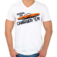 printfashion Dodge Charger '69 - General Lee - Férfi V-nyakú póló - Fehér