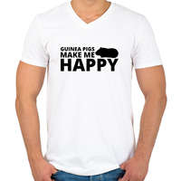 printfashion Guinea pigs make me happy - Férfi V-nyakú póló - Fehér