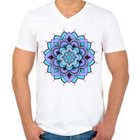 printfashion 3D mandala - Férfi V-nyakú póló - Fehér