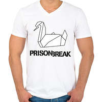 printfashion prison break fekete - Férfi V-nyakú póló - Fehér