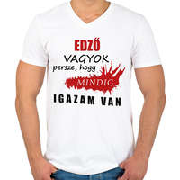 printfashion Edző vagyok... - Férfi V-nyakú póló - Fehér