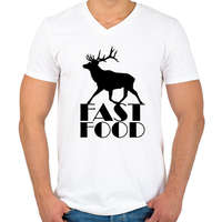 printfashion Fast food - Férfi V-nyakú póló - Fehér