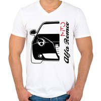 printfashion Alfa Romeo Mito - fekete - Férfi V-nyakú póló - Fehér