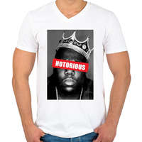 printfashion Biggie Smalls - Férfi V-nyakú póló - Fehér