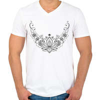 printfashion Indiai mintás nyakék - Férfi V-nyakú póló - Fehér