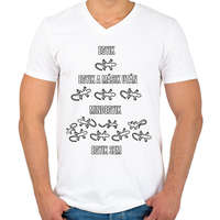 printfashion gyíkok - Férfi V-nyakú póló - Fehér